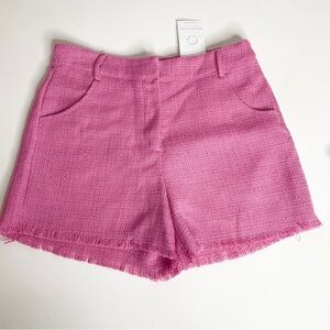 NEW Nordstrom Luminary Size L Womens Chino Shorts Twill Pink Fuschia Frayed Hem